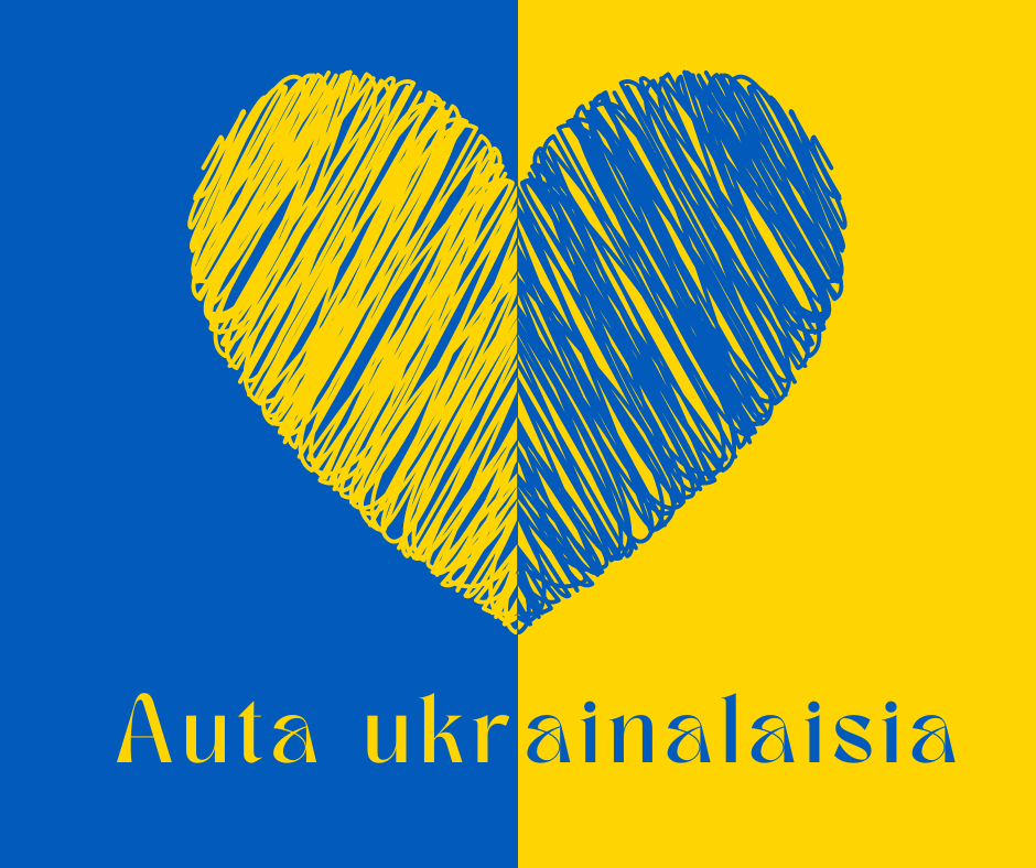 Sydän Ukrainan väreissä.