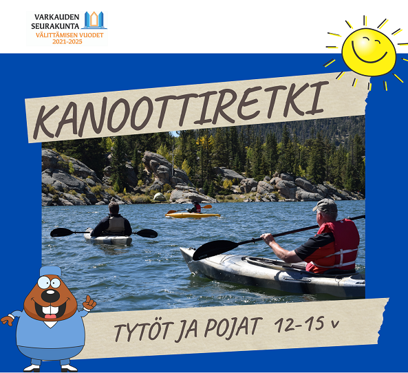 Kanoottiretki 12-15 v tytöille ja pojille Kanoottiretkeläisiä melomassa järjellä.