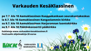mainos konsertista vaaleansininen pohja