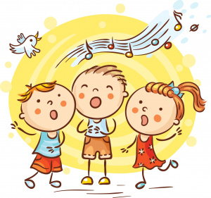 piirretty kuva laulavista lapsista