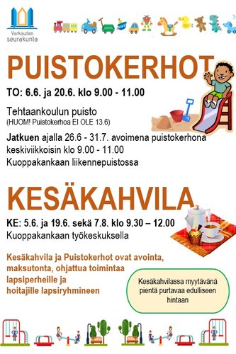 Puistokerho to Tehtaankoulun puisto ja Kesäkahvila ke Kuoppis