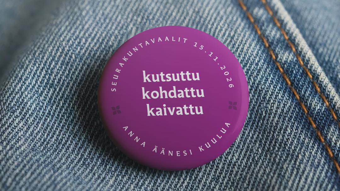Seurakuntavaalinappi.